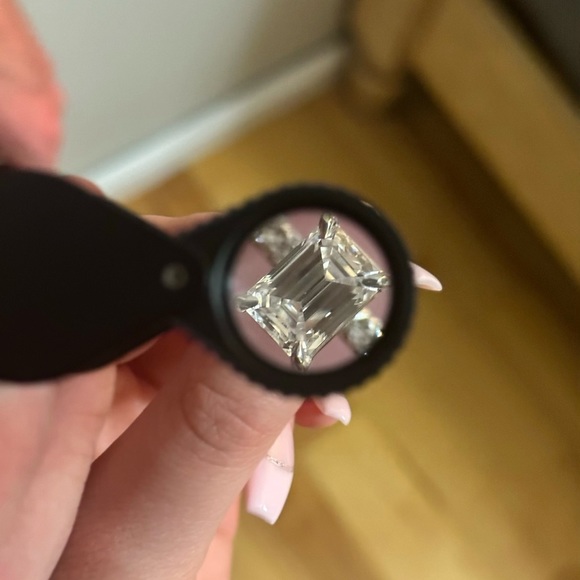 Emerald Cut Diamond Solitaire Engagement Ring - Picture 5 of 6